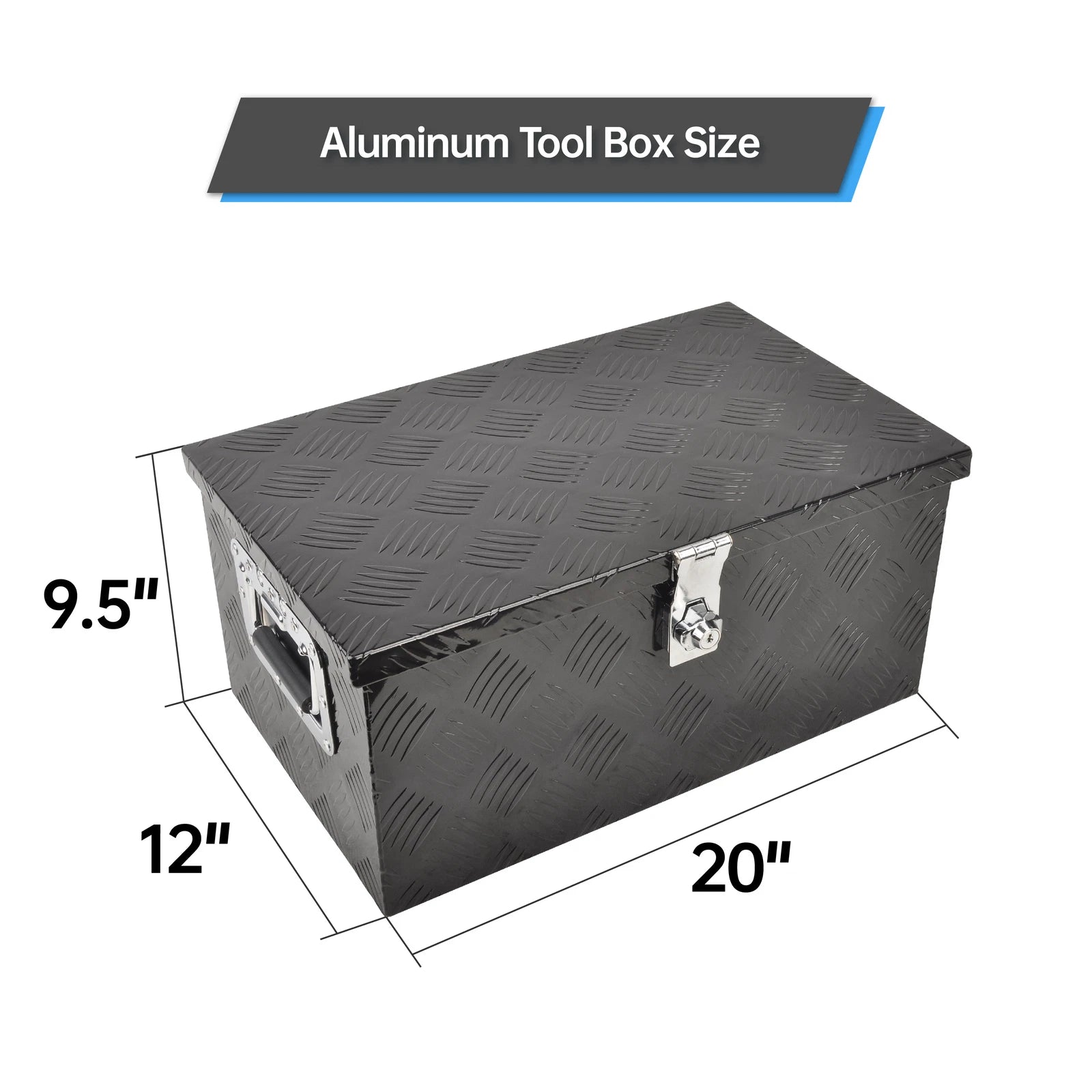 20" x 12" x 9.5" Black Aluminum Tool Box for Pickup Truck (Fits )