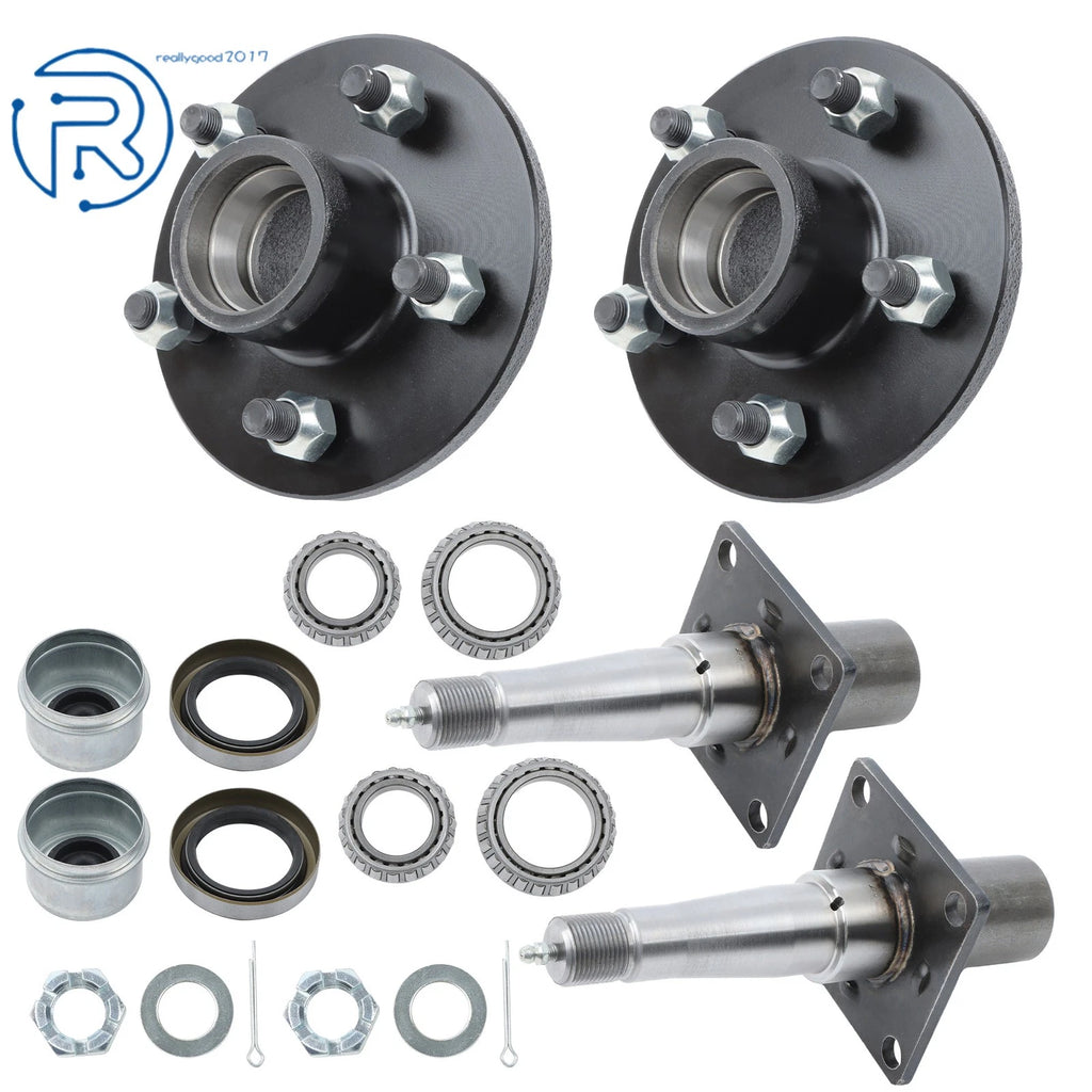 Trailer Hub Assembly & Circle #84 Spindle & Brake Flange for 5 on 4.5" (Pre-Assembled)