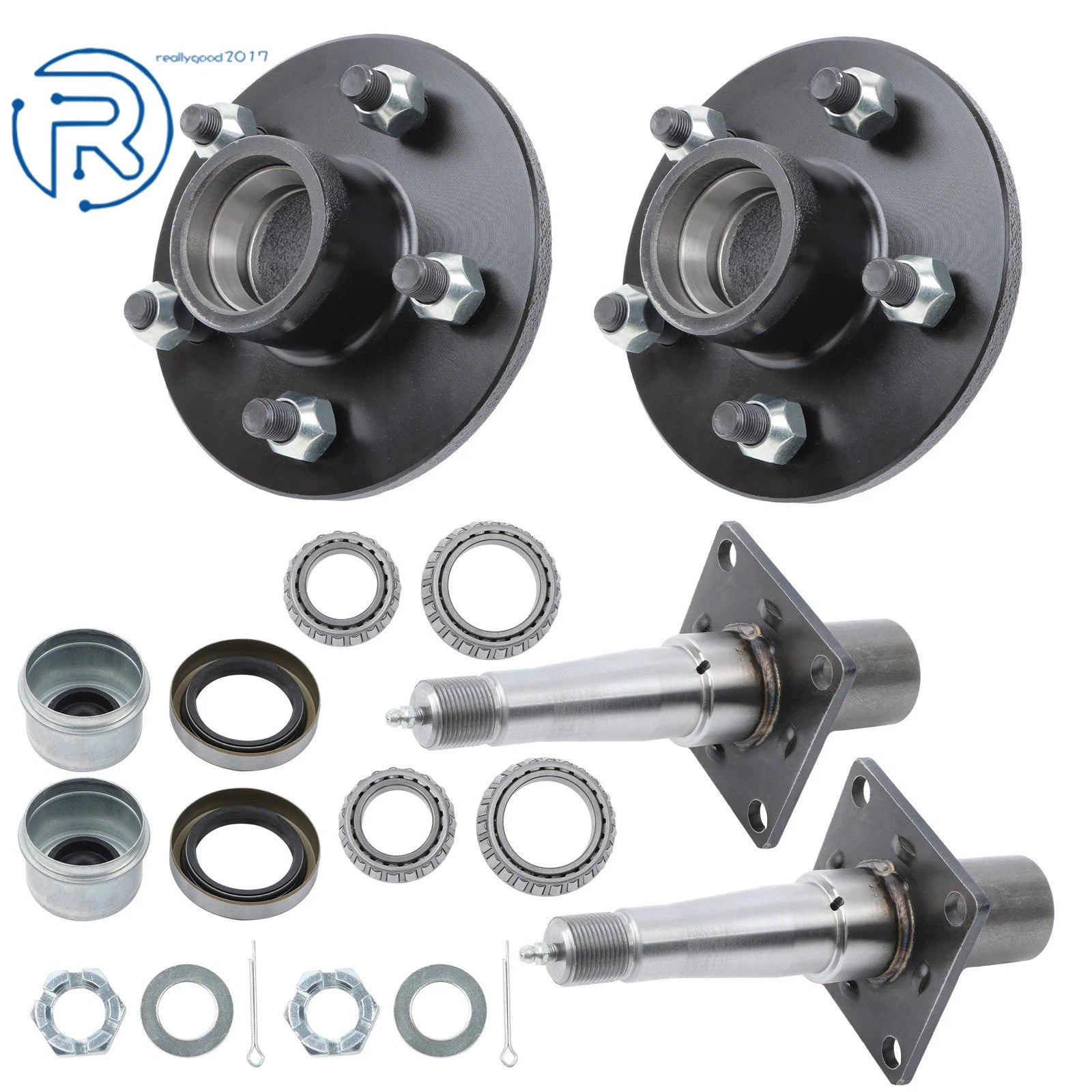 Trailer Hub Assembly & Circle #84 Spindle & Brake Flange for 5 on 4.5" (Pre-Assembled)