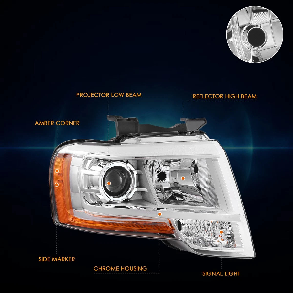OE Style Projector Headlights Assembly for Ford Expedition (2015–2017)