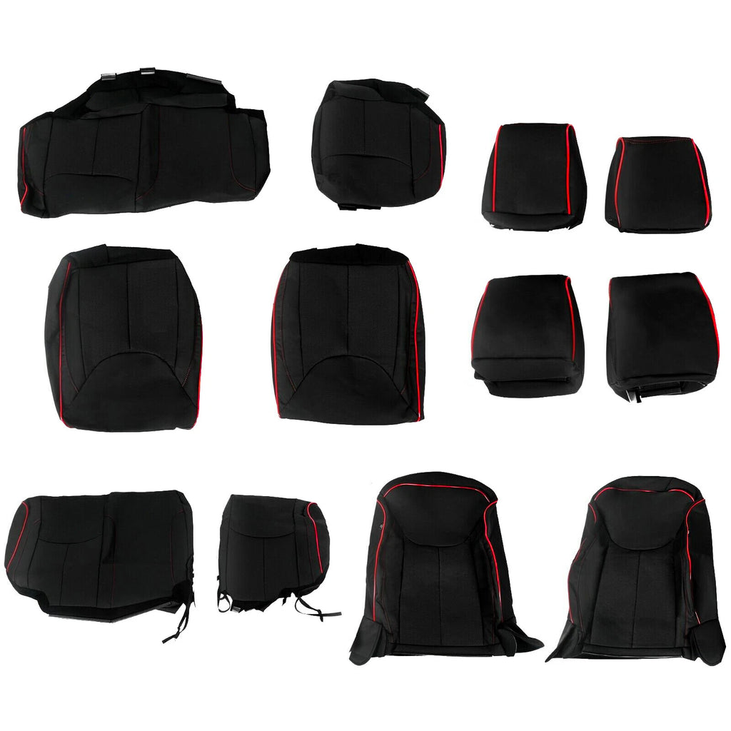 Custom Fit Seat Covers for Jeep Wrangler JK 4-Door (2013–2017) Red & Black