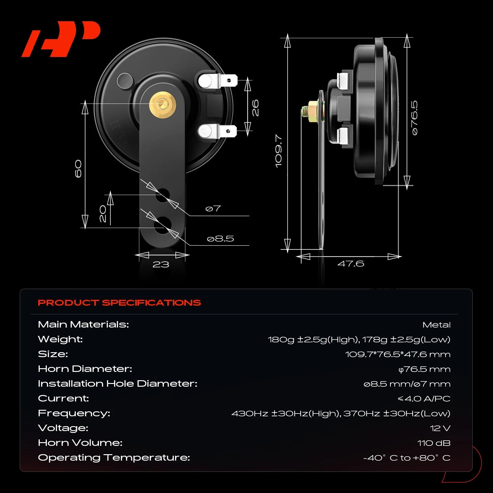 2x Disc Horn with 2 Wire Connectors for VW Jetta