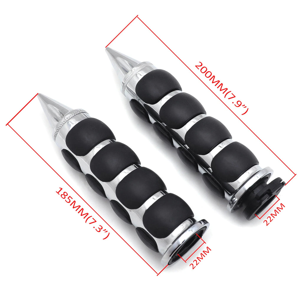 Chrome Rubber 7/8" Spike Handlebar Grip for Suzuki GSXR 600 750 1000 (2001–2023)