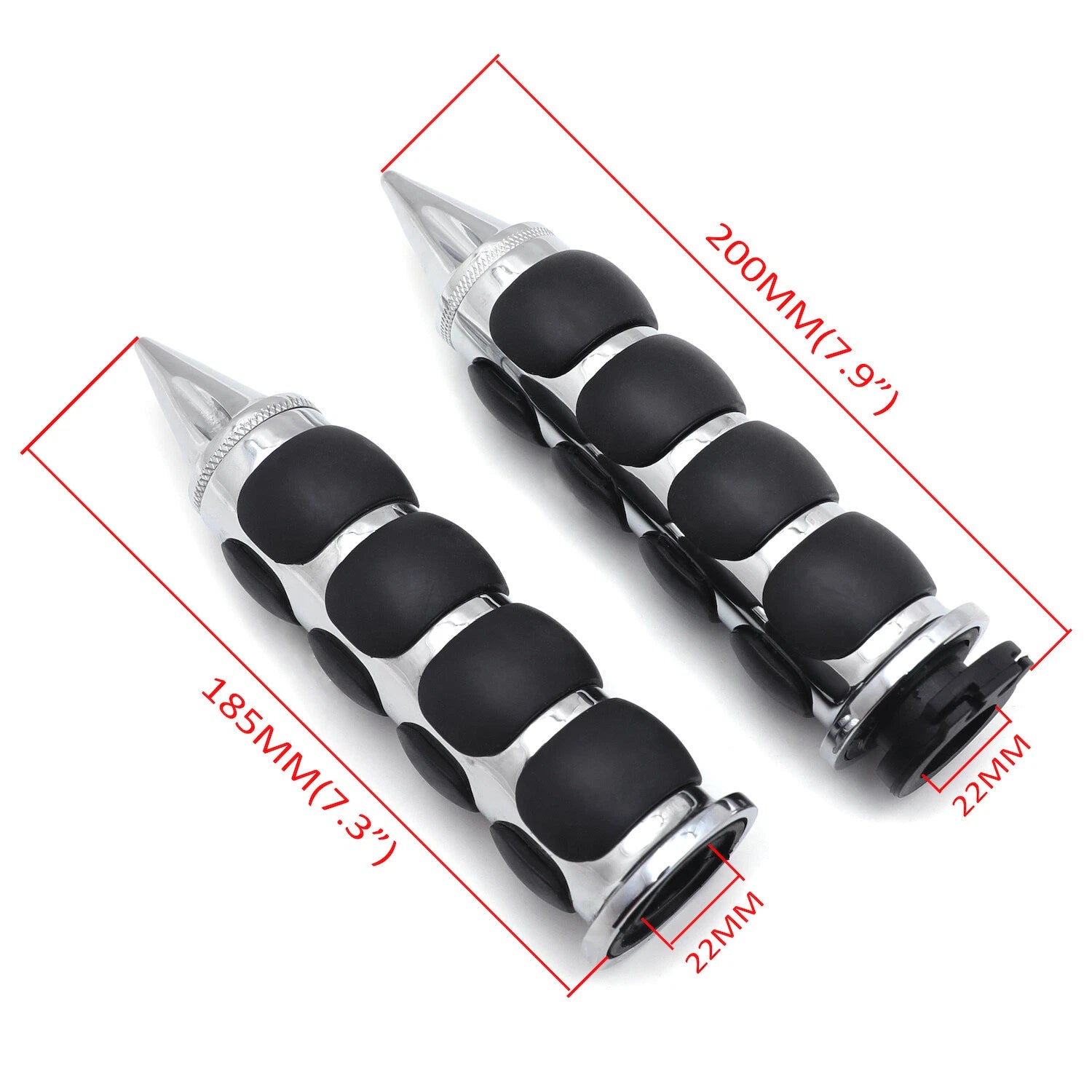 Chrome Rubber 7/8" Spike Handlebar Grip for Suzuki GSXR 600 750 1000 (2001–2023)