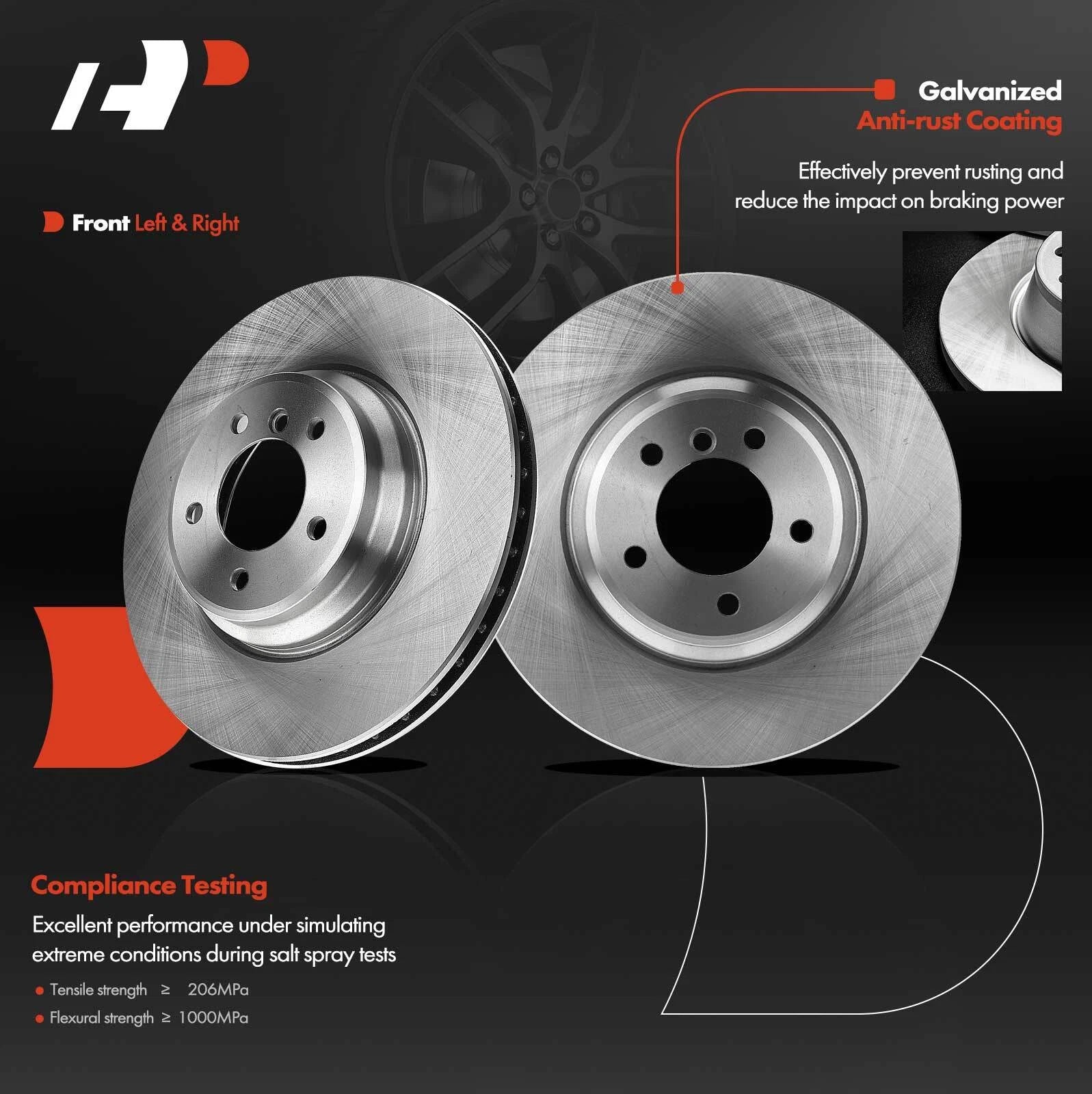 Front Disc Brake Rotor & Pad Set for BMW E90 335d 335xi 335i (2007-2013)