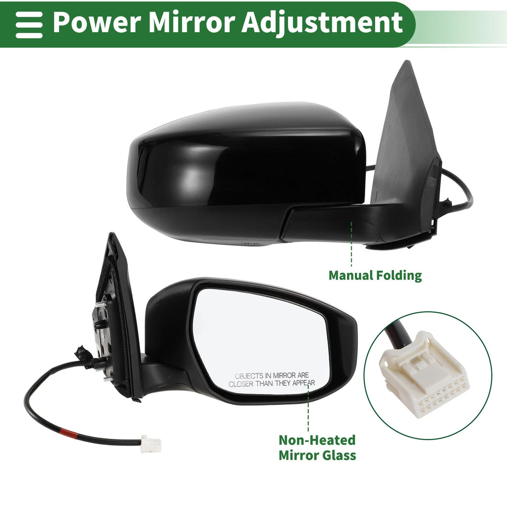 Right Side Door Mirror for Nissan Sentra (2013–2015) Manual Folding Black