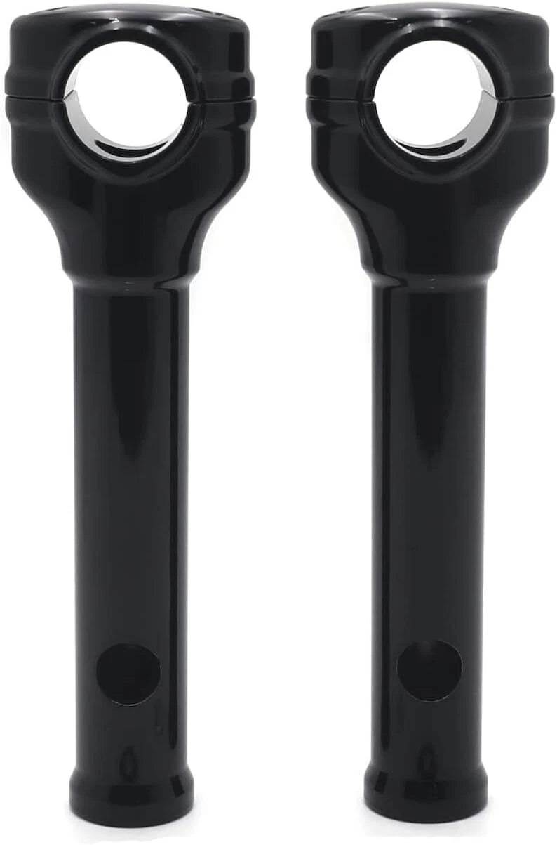 8" Black Risers 1.25" Handlebar Top Clamps for Harley Road King Dyna