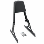 Black Flame Backrest Sissy Bar with Leather Pad for Harley Softail (2000–2017)