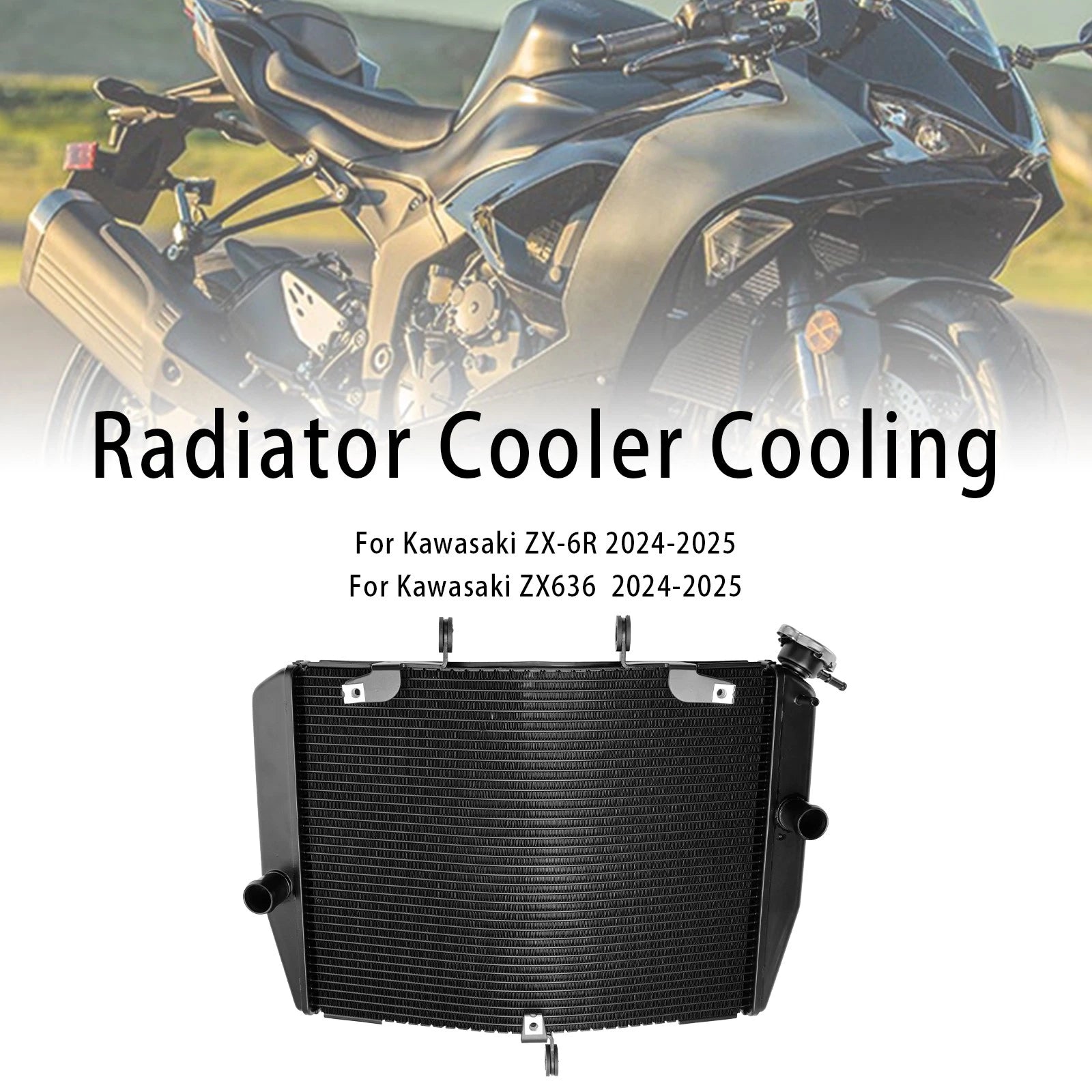 Radiator Cooling Engine Cooler for Kawasaki ZX-6R ZX636 (2024–2025) Black