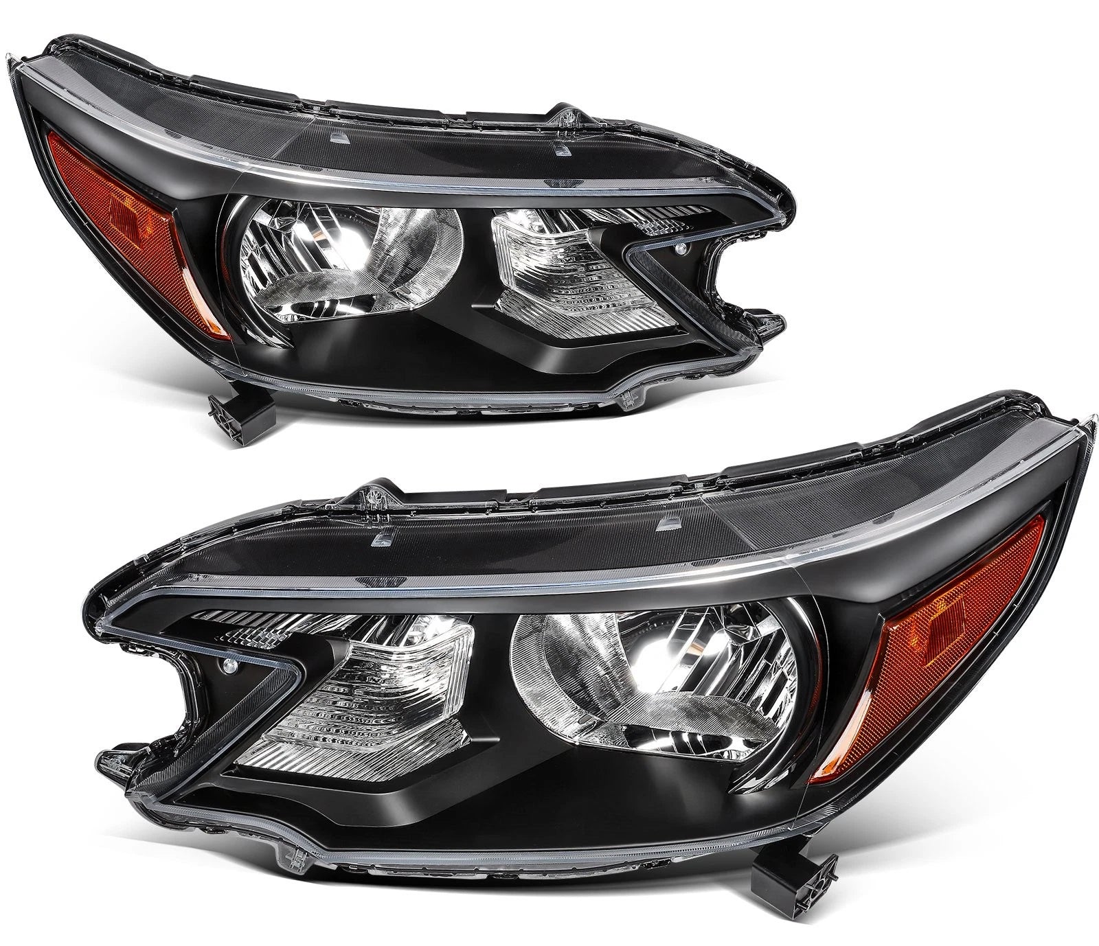 Pair of Black Reflector Headlights for Honda CR-V (2012–2014)