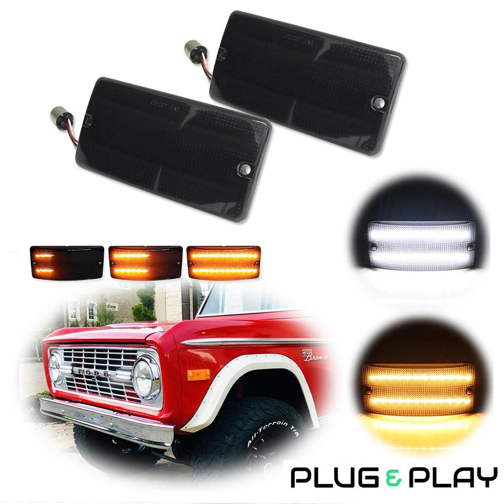 Smoked Switchback LED DRL Signal Lights for Ford Bronco (1969–1977)