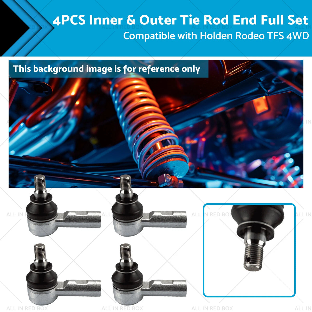 Set of 4 Inner & Outer Tie Rod Ends for Holden Rodeo TFS 4WD (1989–2003)