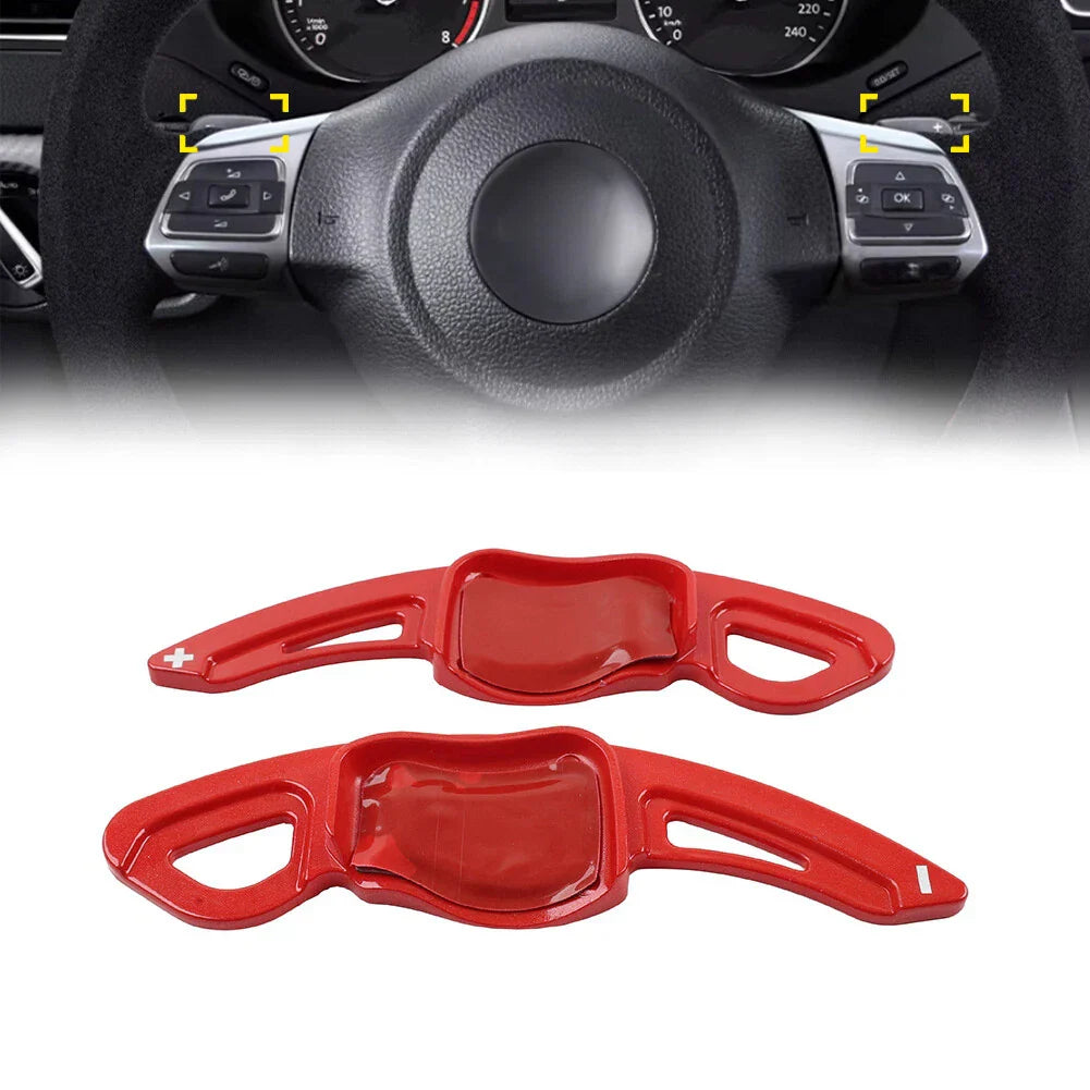 Red Steering Wheel Paddle Shifter Extensions for VW Golf Jetta Passat Polo