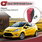 1 Pc Gear Shift Knob Cover for Ford Fiesta (2009–2012) Red Faux Leather