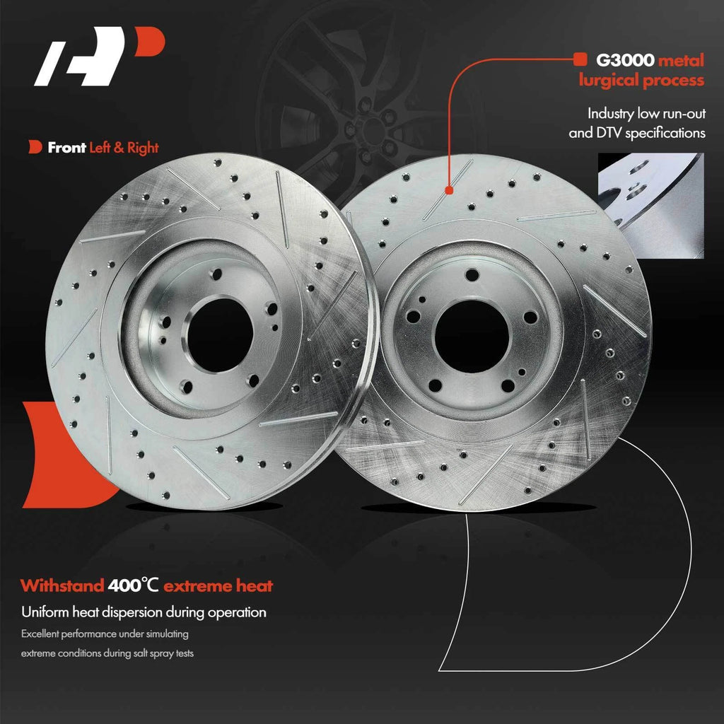 Front Drilled Brake Rotors & Ceramic Pads for Kia Sedona (2015–2020)