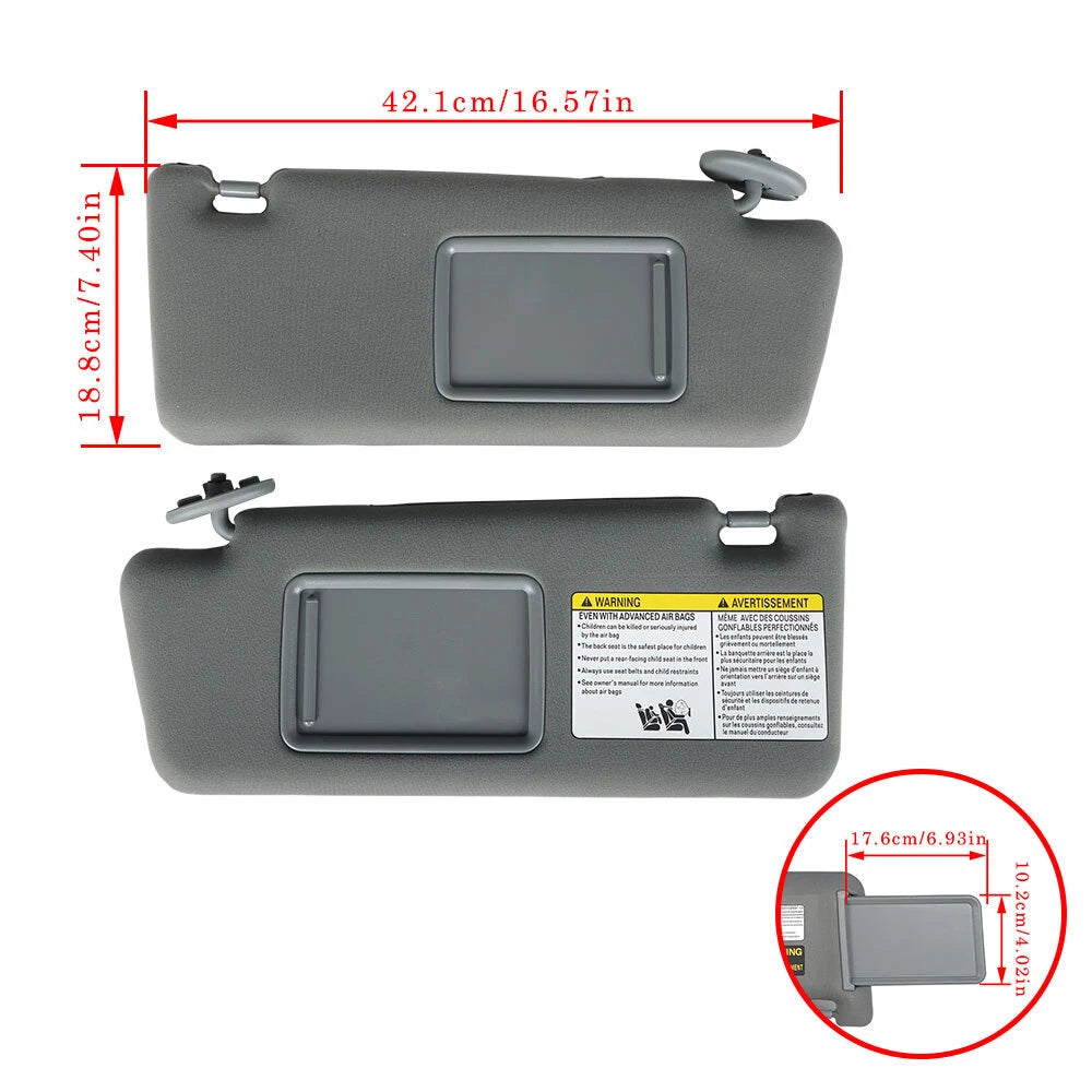 Set of 2 Sun Visors for Toyota Tacoma (2005–2015) Gray