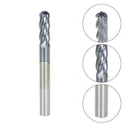 Set of 5 Carbide End Mills 1/4" 4 Flute Ball Nose