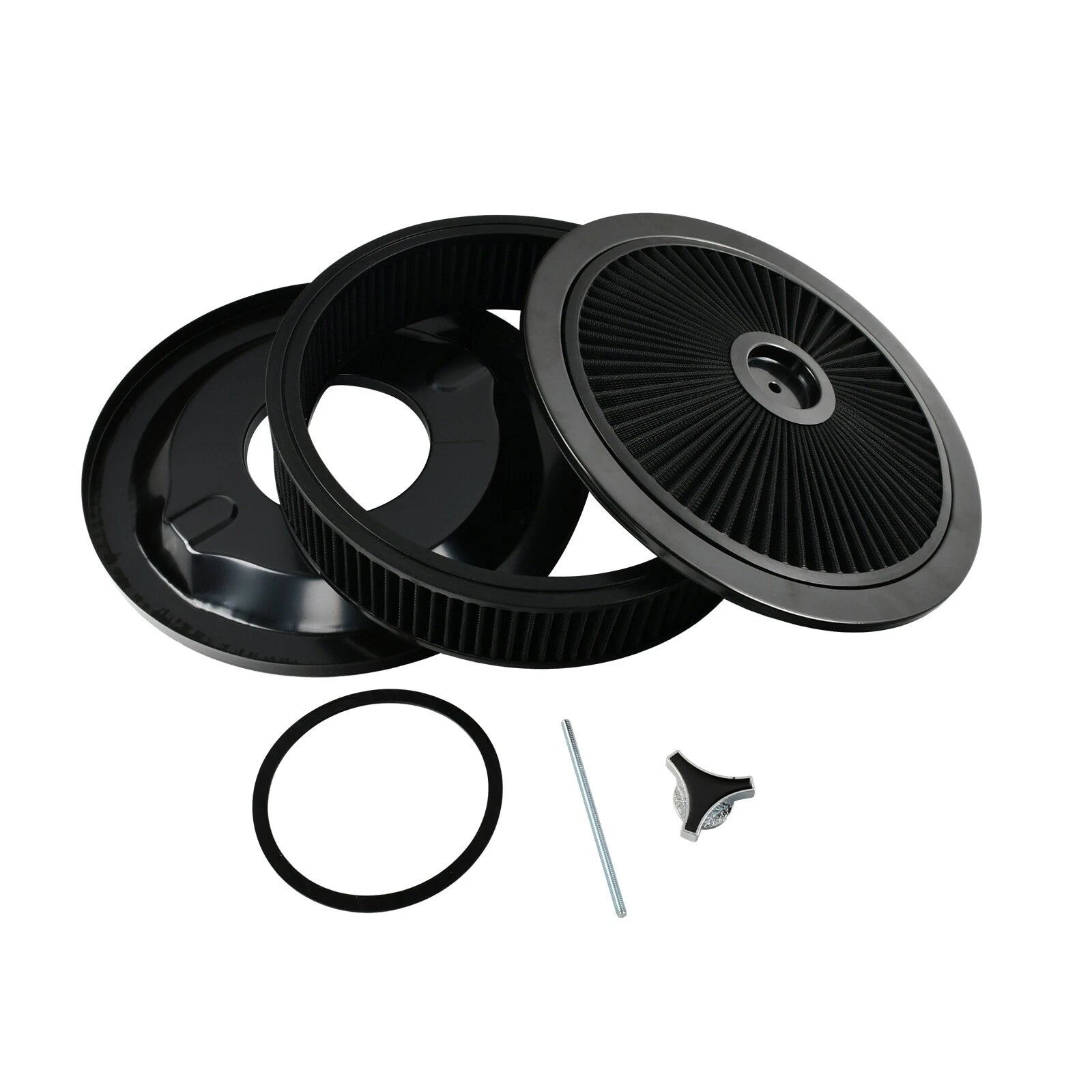 14" x 3" Black Round High Flow Washable Air Cleaner for SBC (350)