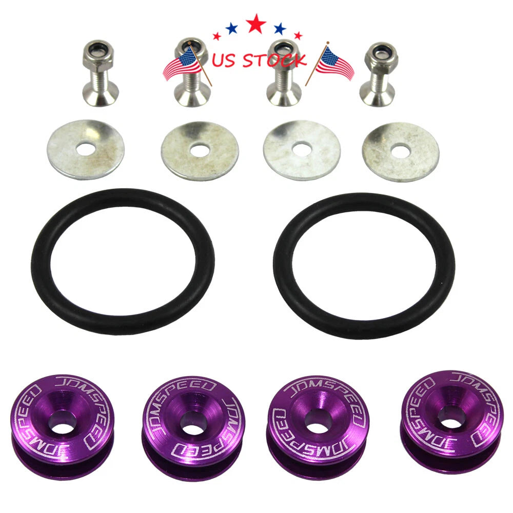 CNC Purple Billet Bumper Trunk Quick Release Fastener Kit for Universal Fit