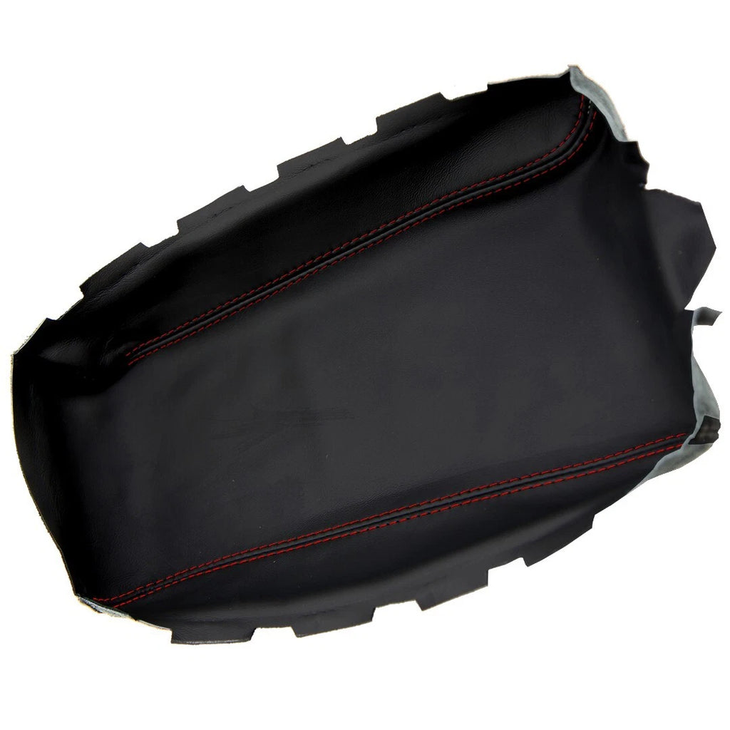 Leather Synthetic Console Armrest Cover for Jeep Liberty (2008–2013) Red Stitch