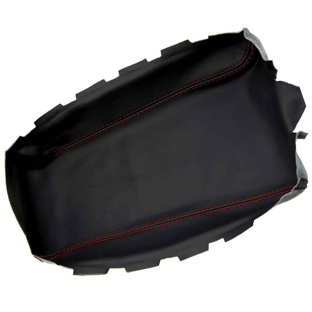 Leather Synthetic Console Armrest Cover for Jeep Liberty (2008–2013) Red Stitch