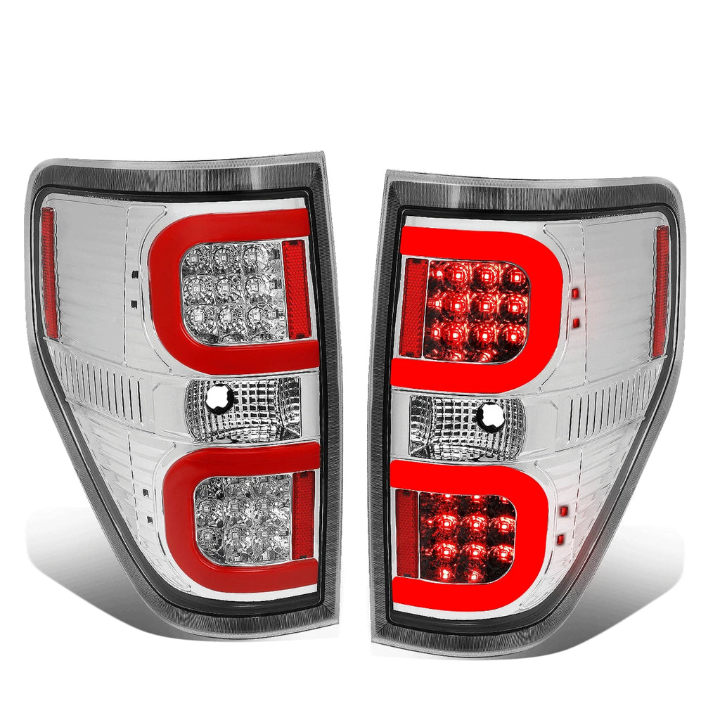 Tron Style LED Tube Tail Brake Light Reverse Lamp Chrome for Ford F150 (2009–2014)