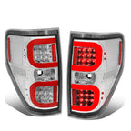 Tron Style LED Tube Tail Brake Light Reverse Lamp Chrome for Ford F150 (2009–2014)