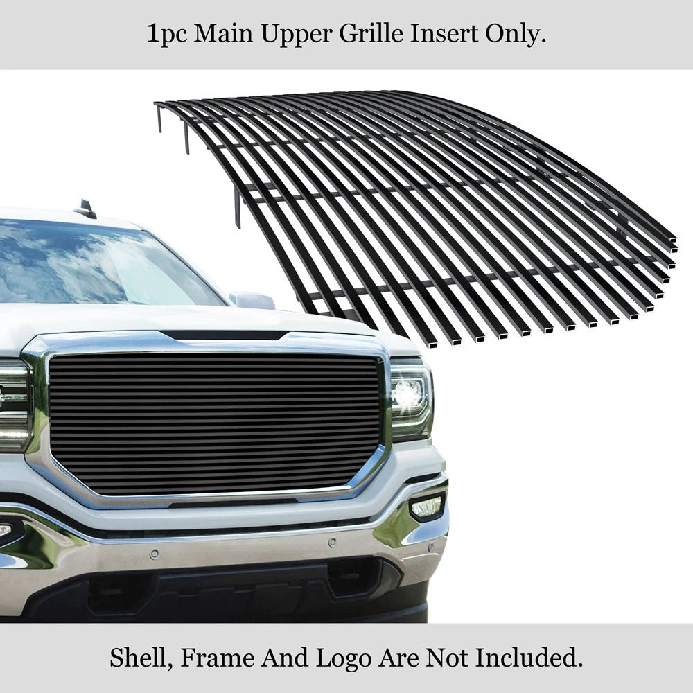 Upper Stainless Black Billet Grille Insert for GMC Sierra 1500 (2016-2018)