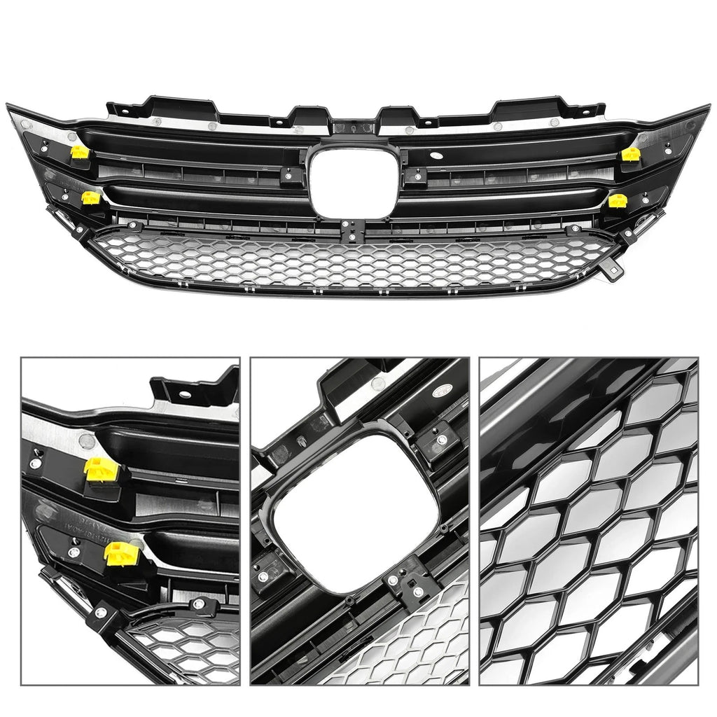 Front Bumper Upper Grille with Chrome Trim for Honda Pilot (2016-2018)