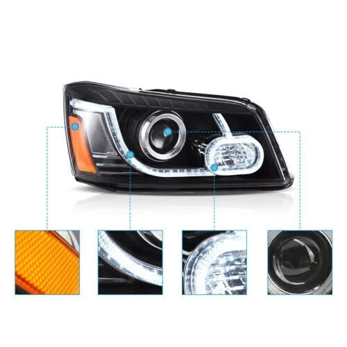 2X LED DRL Halo Headlights for Toyota Highlander (2001–2007)