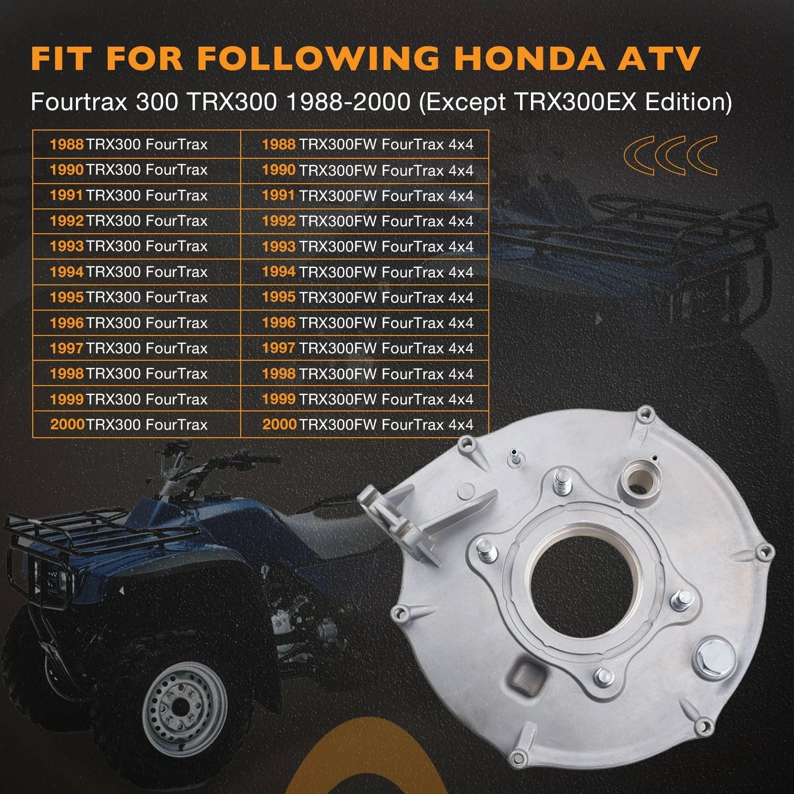Rear Brake Backing Plate & Bearing Seals Kit for Honda Fourtrax TRX300 (1988–2000)