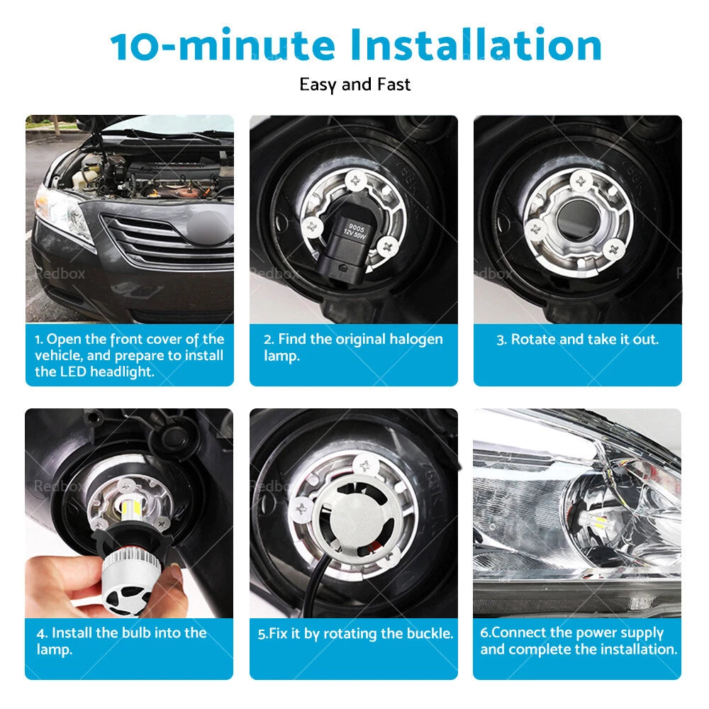2X H4 LED Headlight Globes Kit Hi/Low Beam 9000LM for HB2 9003