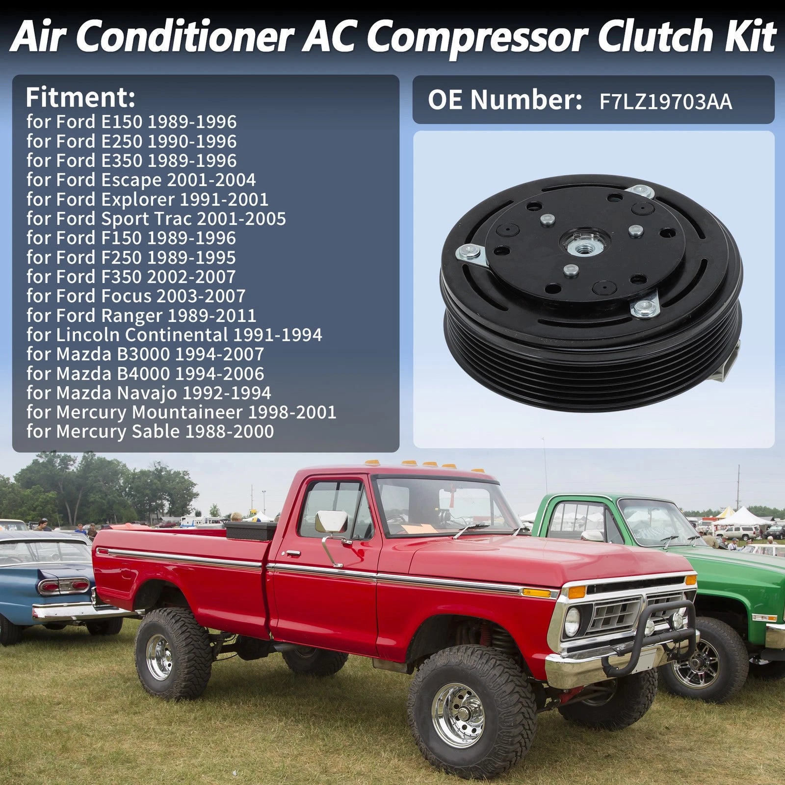 AC Compressor Clutch Kit for Ford E150 E250 E350 F150 F250 F350 (1992–2014)