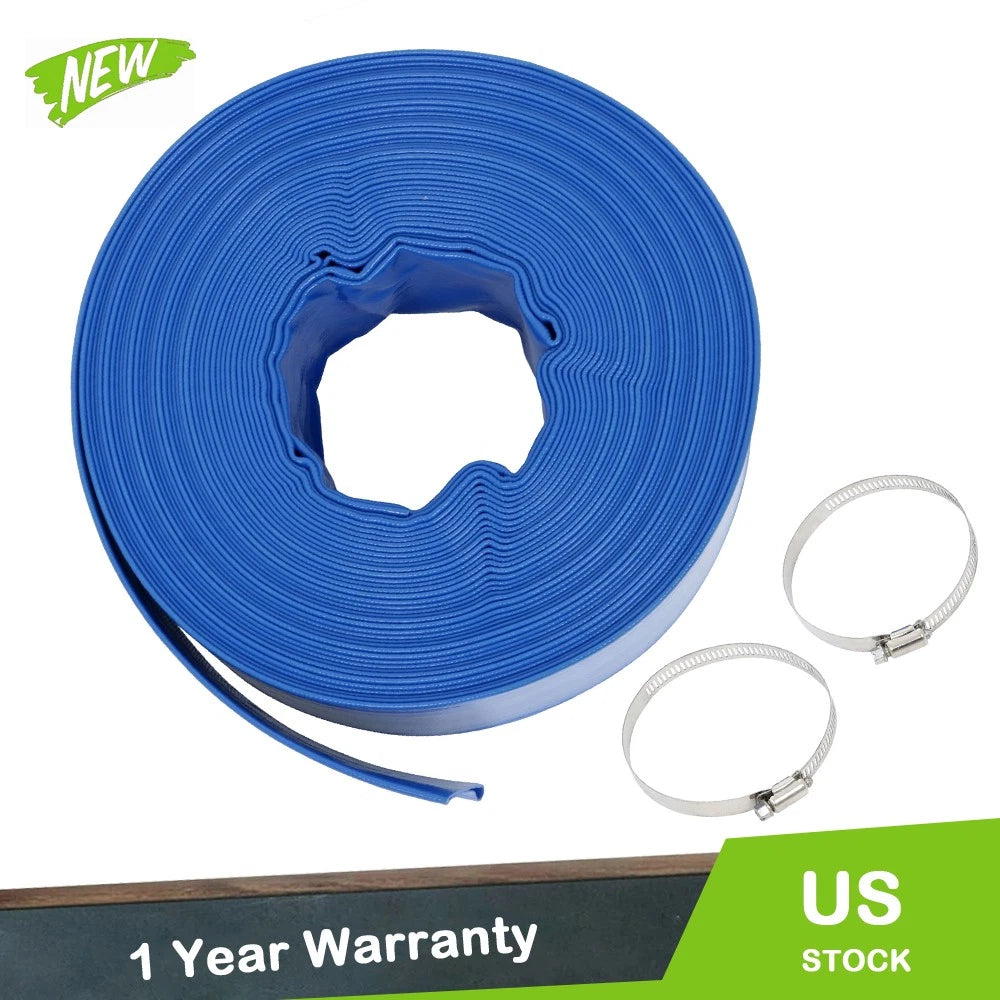 3" x 100 Ft Blue PVC Lay Flat Hose for Various Applications