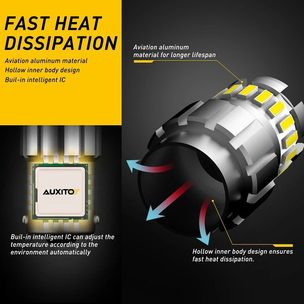 2X LED Reverse Backup Lights for AUXITO 1156 P21W (Error Free, White 6000K)