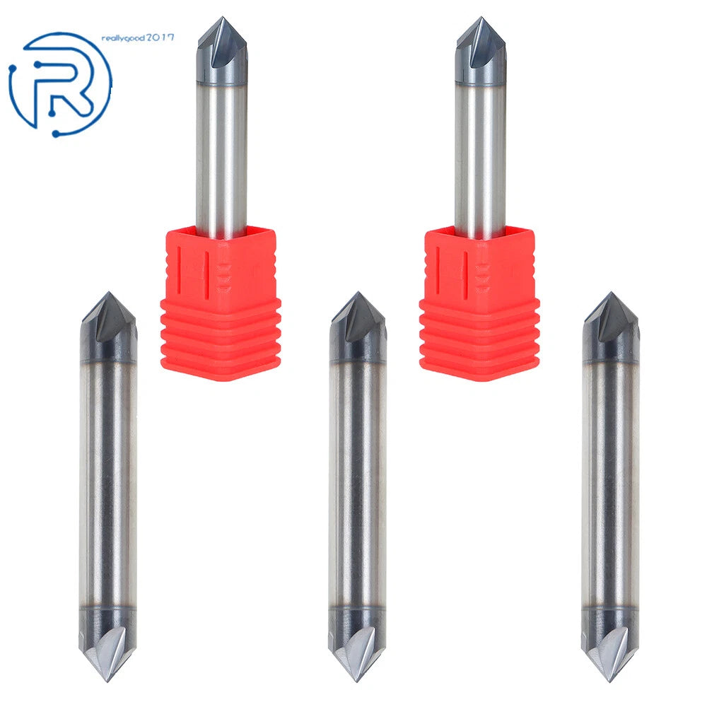 Set of 5 Carbide Chamfer Mills 3/8" 90 Degree Double End TIALN Coated
