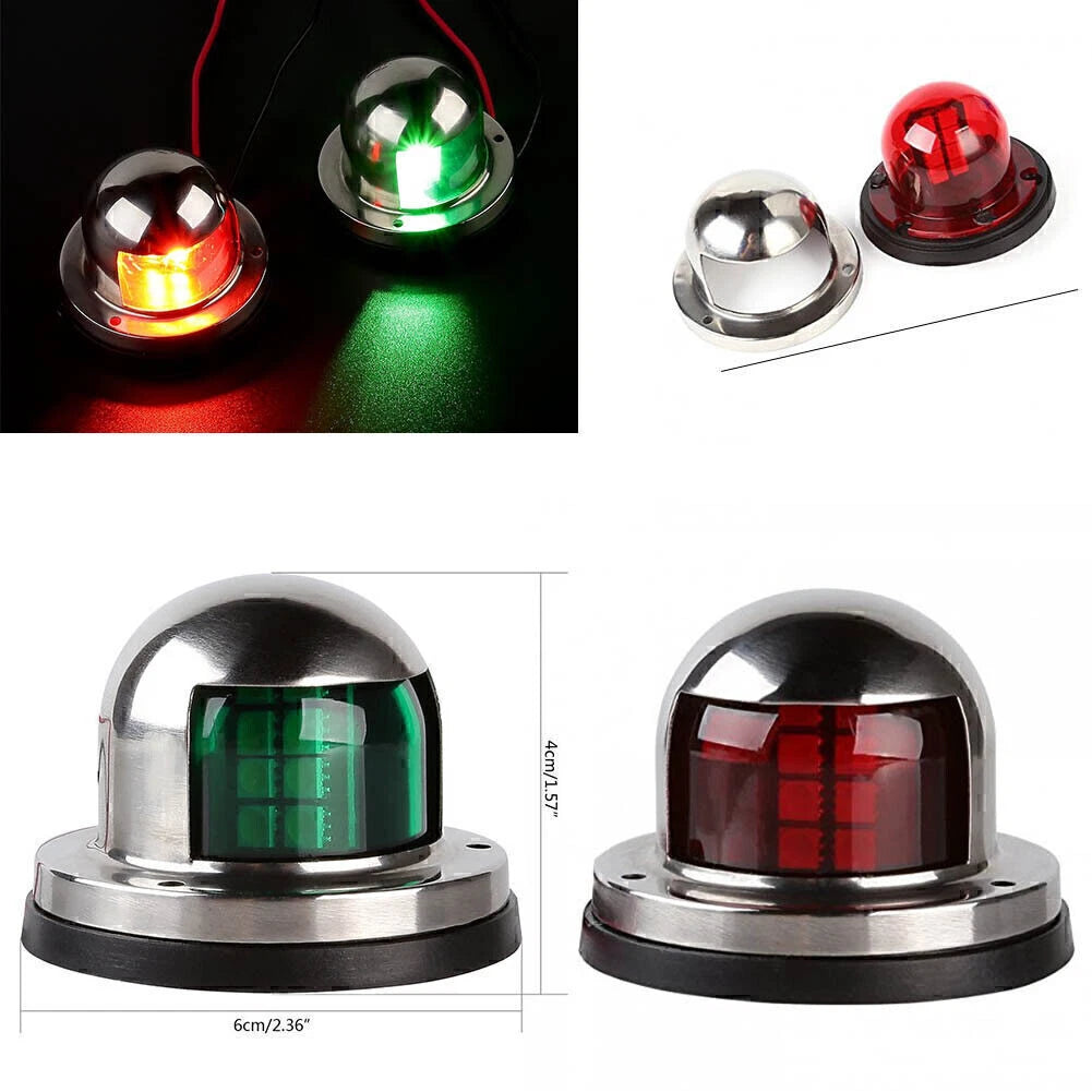 2 Pairs LED Bow Navigation Lights for Marine Boat Yacht Pontoon (12V)