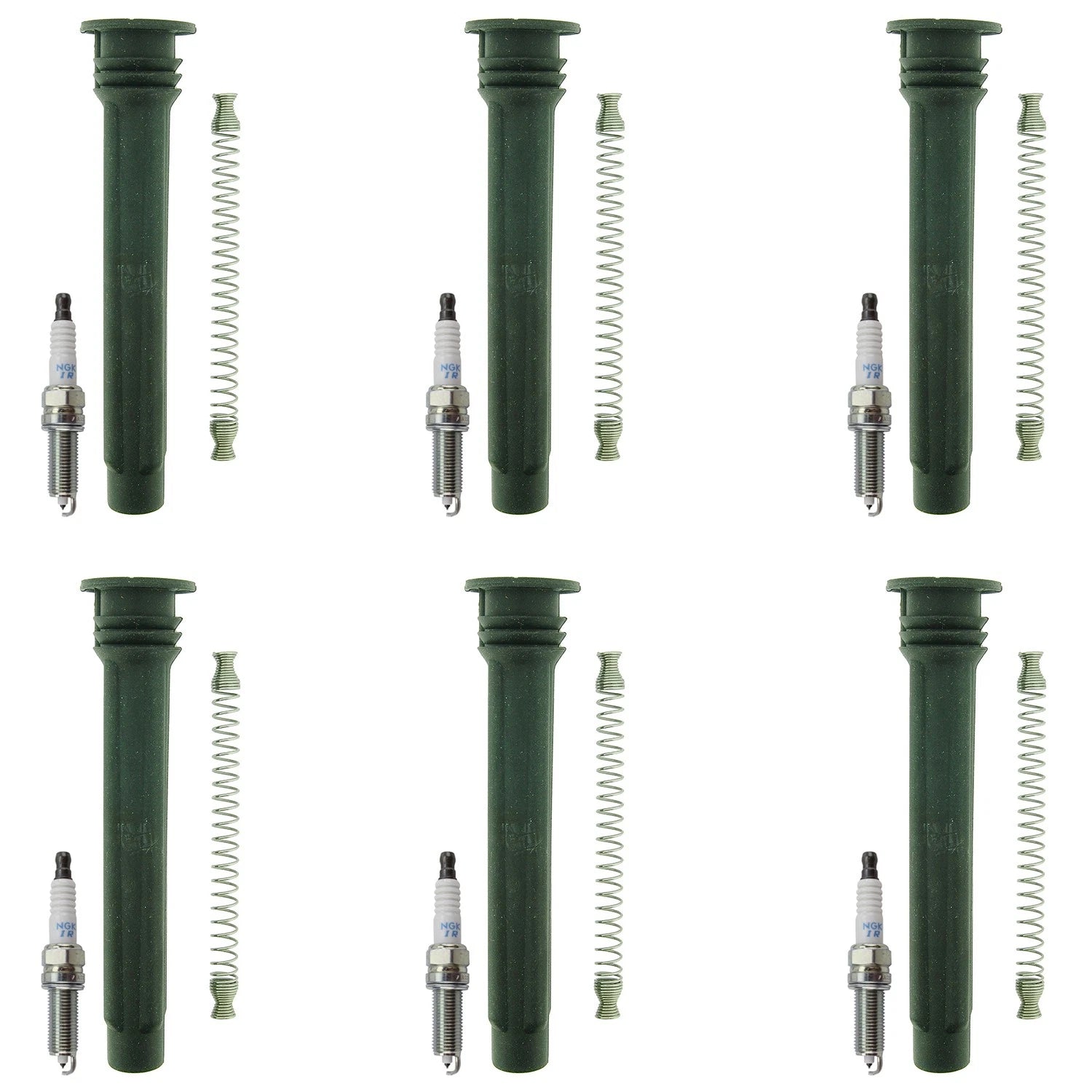 Set of 6 NGK Laser Iridium Spark Plugs & Coil Boots for 1500 300 Charger (2011–2023)