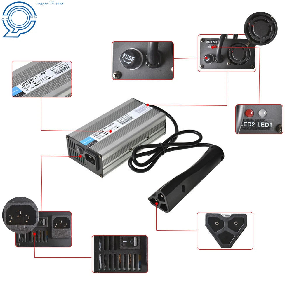 Battery Charger for EzGo Club Car DS TXT Yamaha RXV Golf Cart (48V/6A)