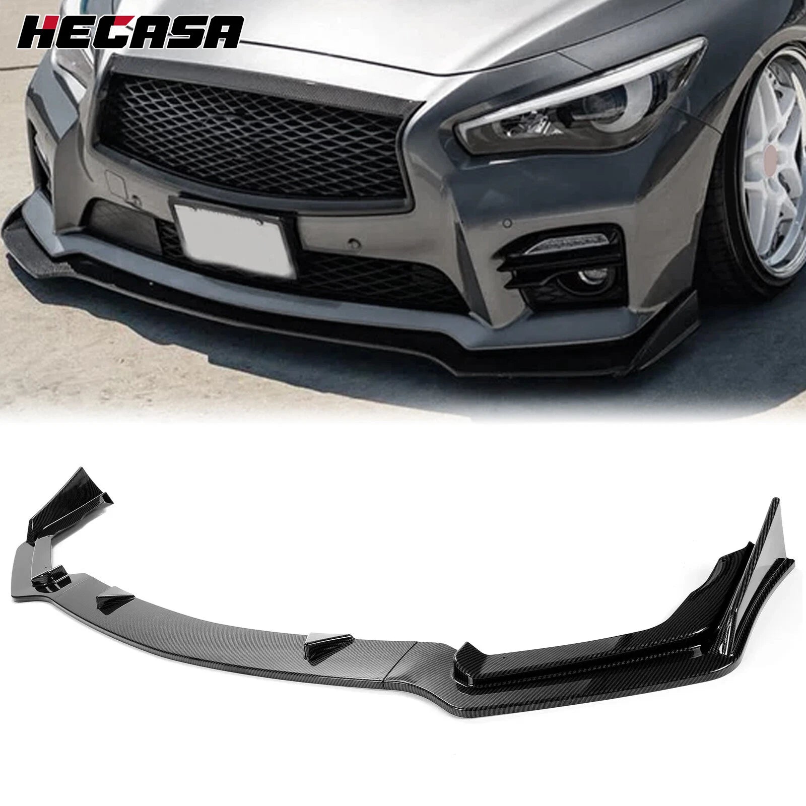 Front Bumper Lip Spoiler for Infiniti Q50 (2014–2017) Carbon Fiber