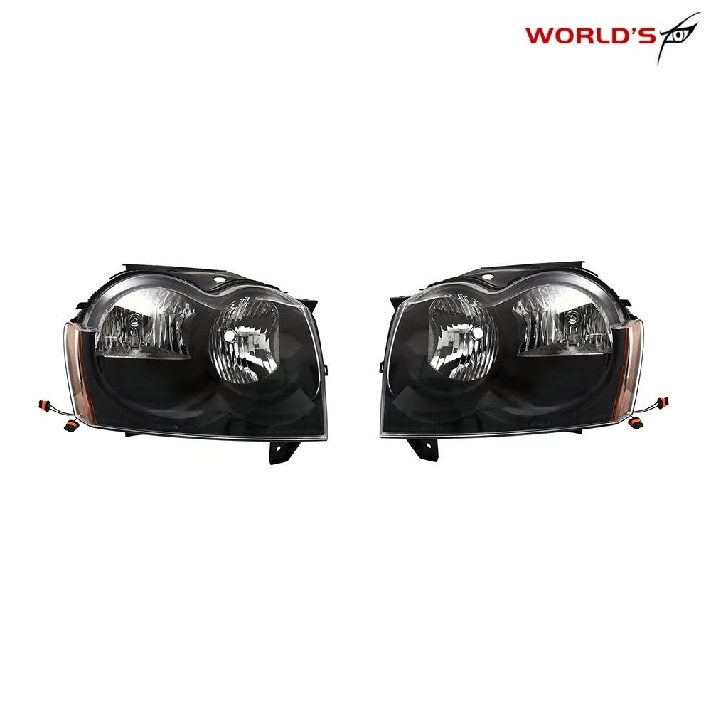 Headlight Assembly for Jeep Grand Cherokee (2005–2007) Black Left & Right