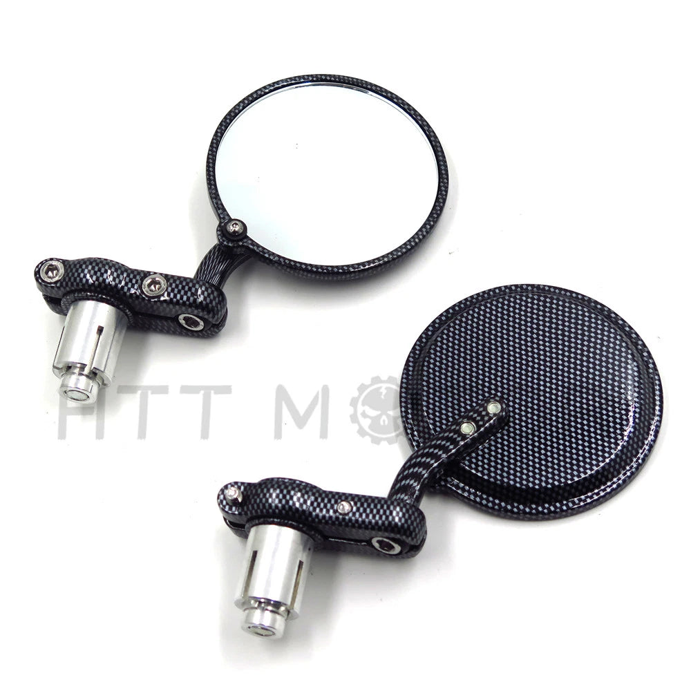 1" Bar End Mirrors for Harley (Carbon Fiber Style)