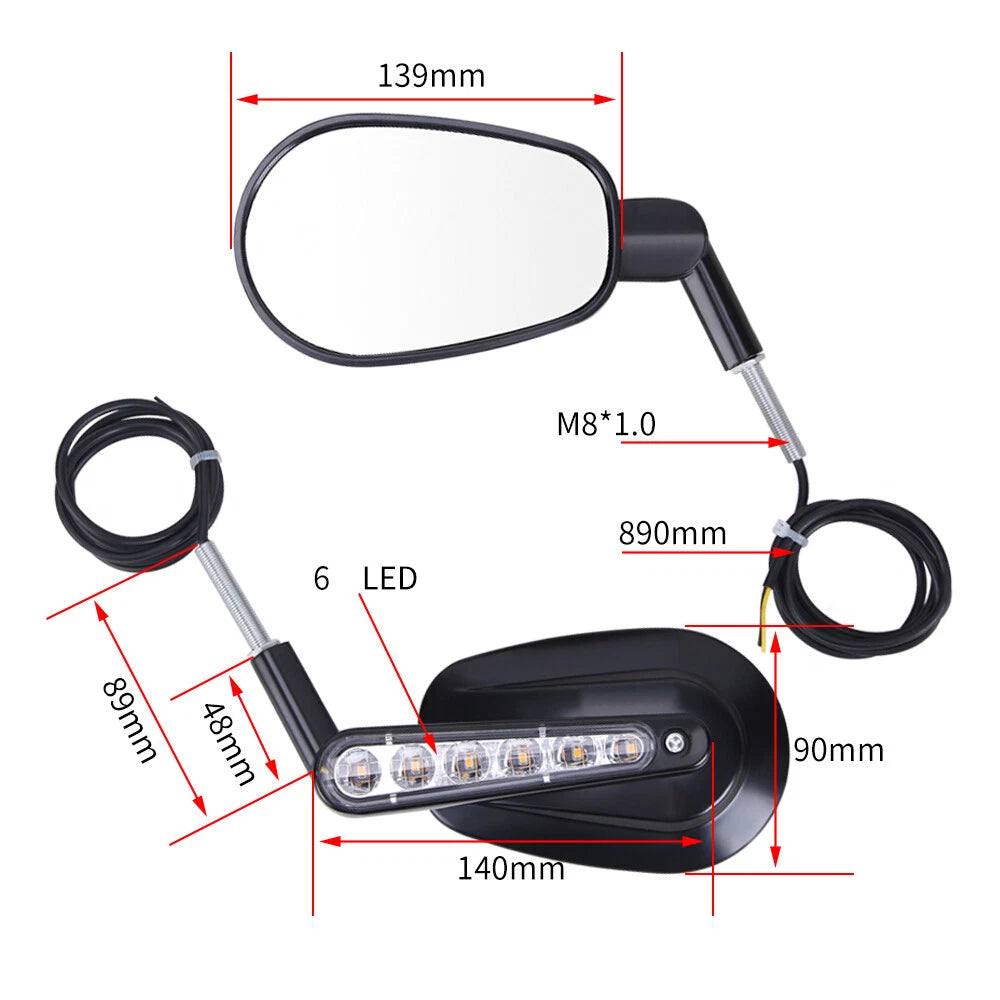 Black 8MM Rear View Side Mirrors for Harley Sportster XL 883 1200 V-Rod VRSCF (2004–2023)