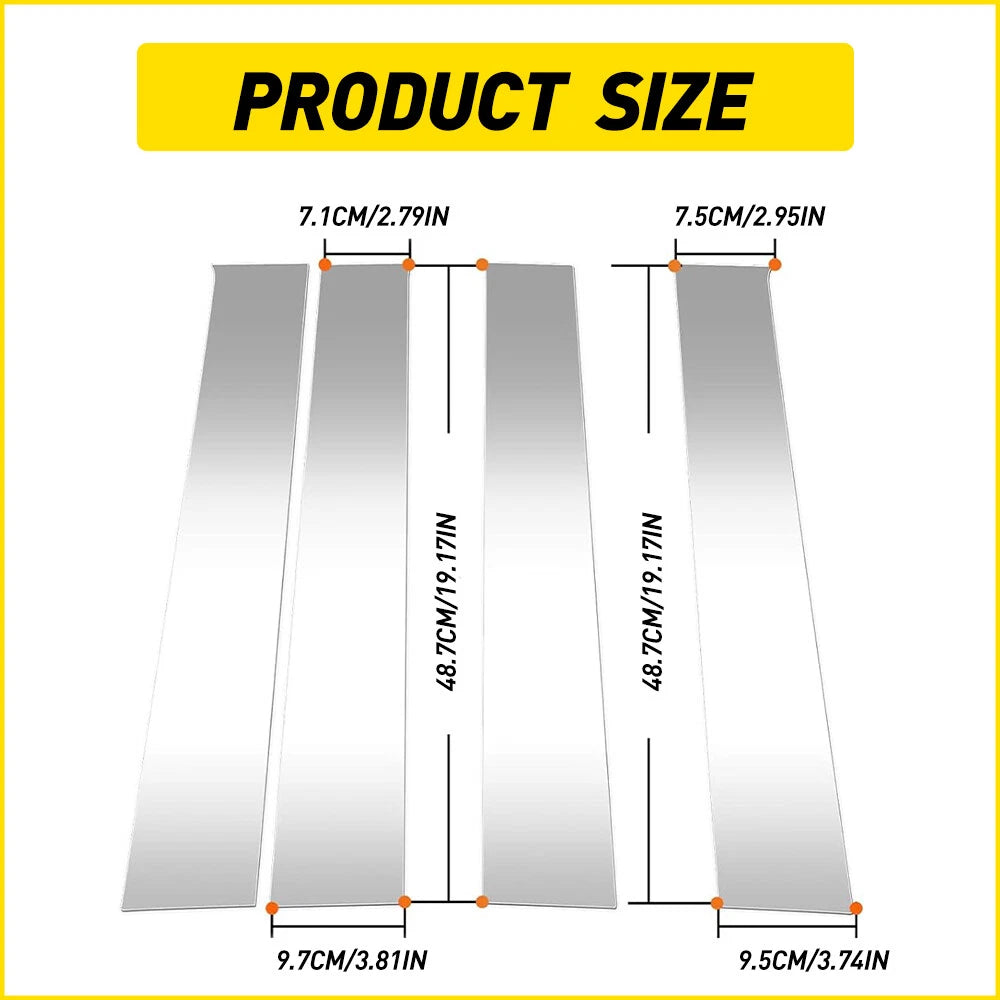 Set of 4 Chrome Pillar Post Trim Covers for Dodge Ram 1500 2500 (2009–2018)