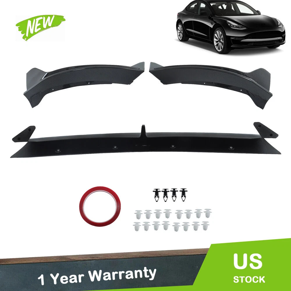 Carbon Style ABS Front Bumper Lip Spoiler Splitter for Tesla Model Y (2020–2024)