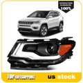 Left Side Black Amber Projector Headlight for Jeep Compass (2017–2021)