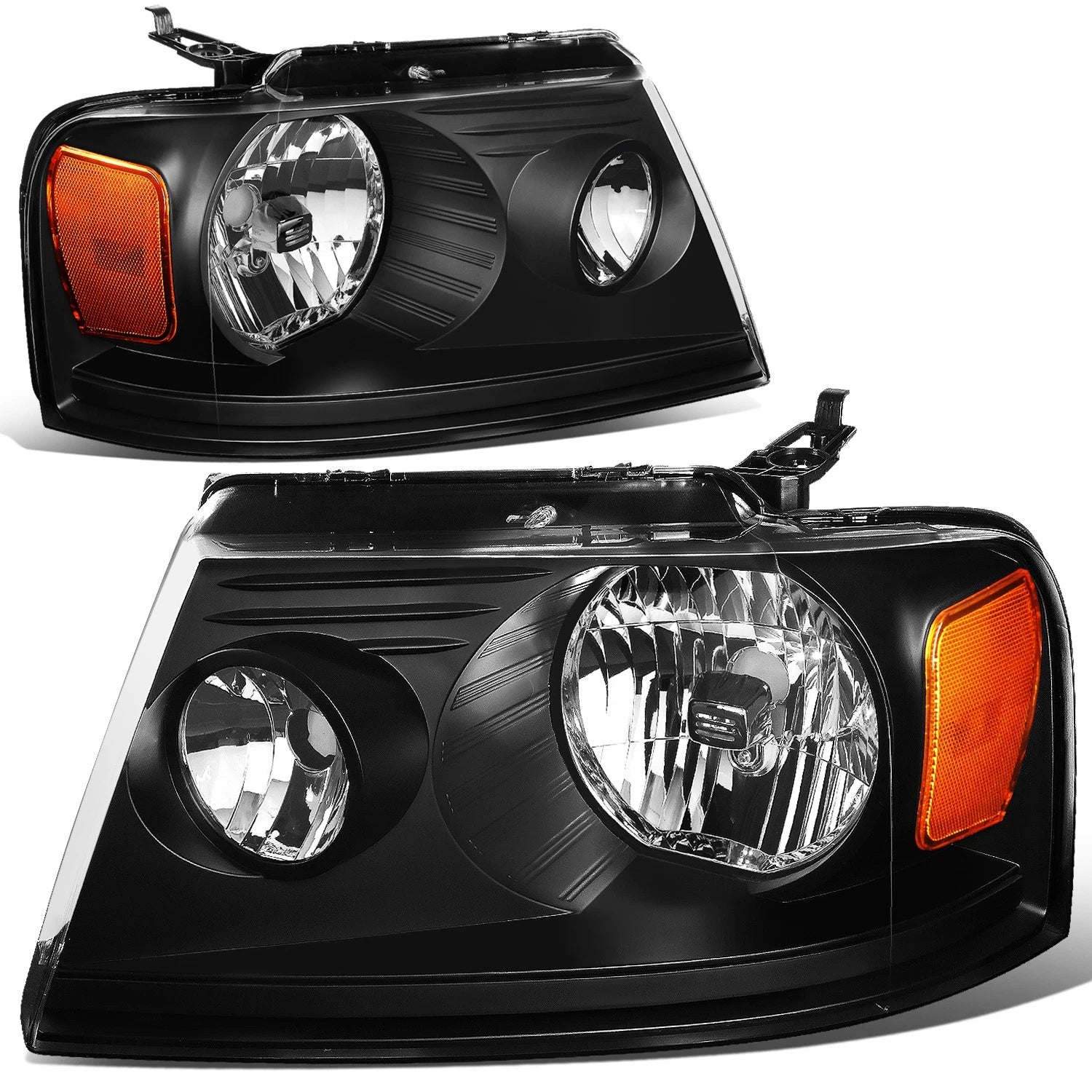 Factory Style Headlights for Ford F-150 Lincoln Mark LT (2004–2008) Black/Amber