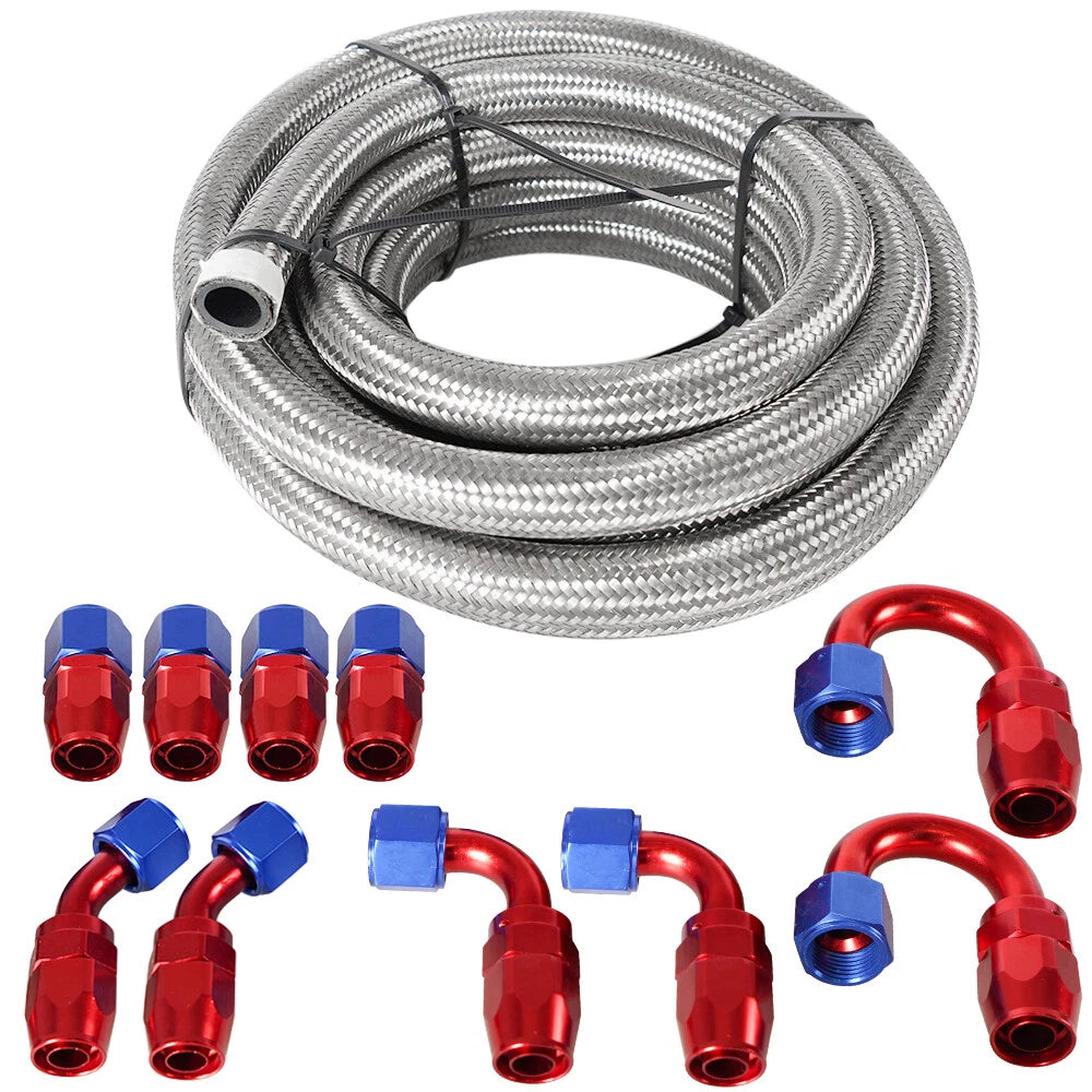 3/8 6AN Nylon Stainless Steel Braided Fuel Line with Hose End Fittings