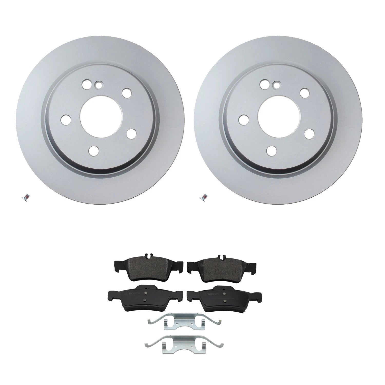 Hella Rear Rotors & Bosch QuietCast Disc Brake Pad Kit for MB C219 CLS550 (2007–2010)