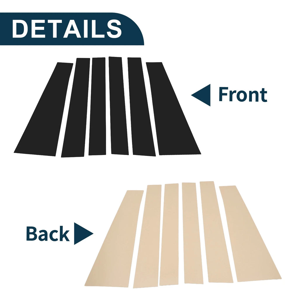 6 Pcs Door Pillar Window Trim for Toyota Sienna (2011–2020) Black